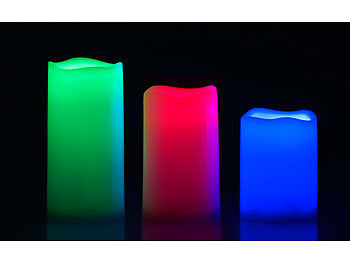 Lunartec 3er-Set dimmbare RGB-LED-Kerzen mit Timer & Fernbedienung, bunt, IP44 Elektroniktrade Switzerland
