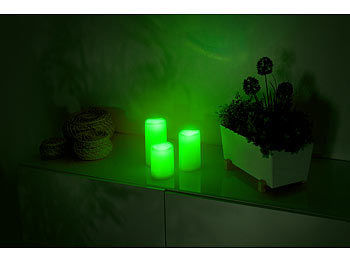 Lunartec 3er-Set dimmbare RGB-LED-Kerzen mit Timer & Fernbedienung, bunt, IP44 Elektroniktrade Switzerland