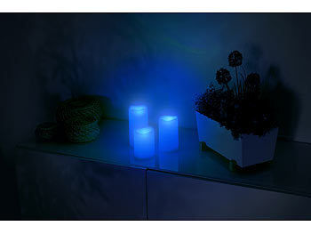 Lunartec 3er-Set dimmbare RGB-LED-Kerzen mit Timer & Fernbedienung, bunt, IP44 Elektroniktrade Switzerland
