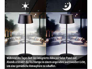 Lunartec LED-Solar-Tischleuchte, 150 Lumen, 1.200 mAh, dimmbar, USB Elektroniktrade Switzerland