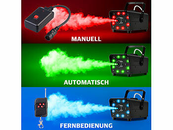 Lunartec Lunartec Nebelmaschine mit 8 RGB-LEDs, 300-ml-Tank, Fernbedienung, 700 Watt elektroniktrade Switzerland
