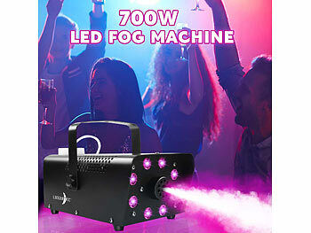 Lunartec Lunartec Nebelmaschine mit 8 RGB-LEDs, 300-ml-Tank, Fernbedienung, 700 Watt elektroniktrade Switzerland