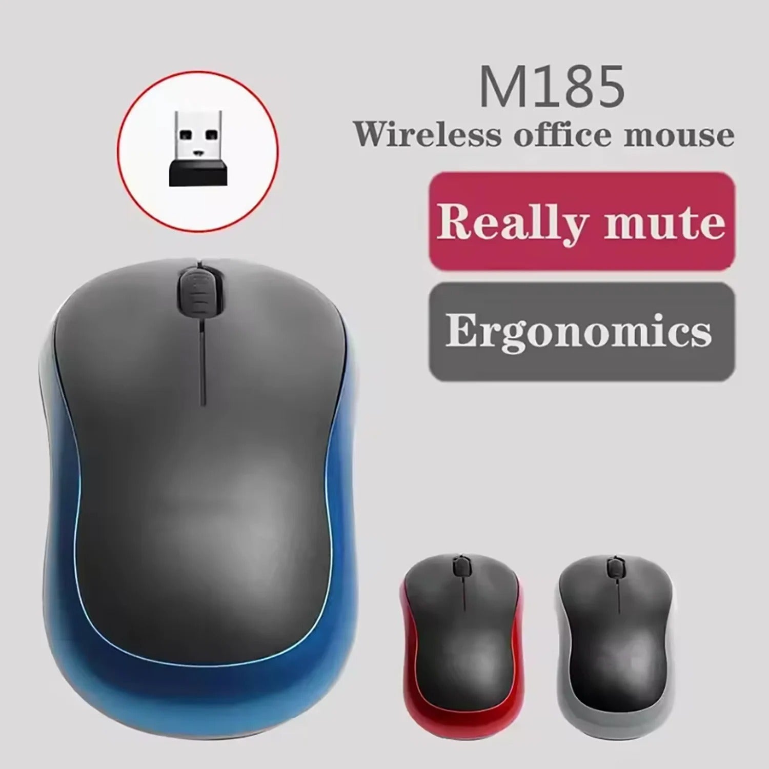 M185 Mini-Funkmaus 1000 DPI, ergonomische Maus, 2,4 GHz