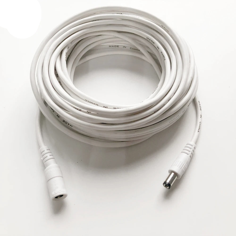 Strom Verlängerungskabel für Überwachungskameras 5,5mm x 2,1mm Weiß