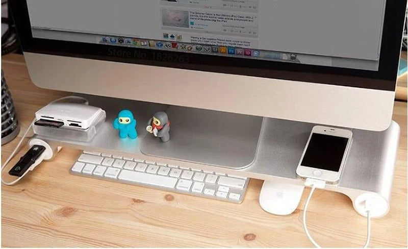 Aluminium-Desktop-Monitor Stand Bar mit 4 x USB 2.0 Anschlüsse ( Gebraucht Artikel )