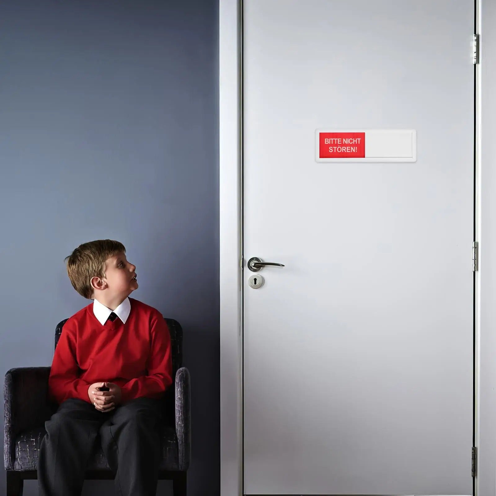Bitte nicht Stören/ Komm Rein mit Schieber - Deutsches Türschild Weiss