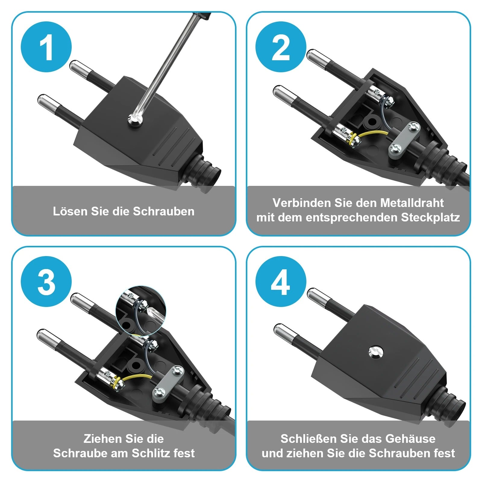 EU/CH-Stecker Adapter 220V zum selber schrauben