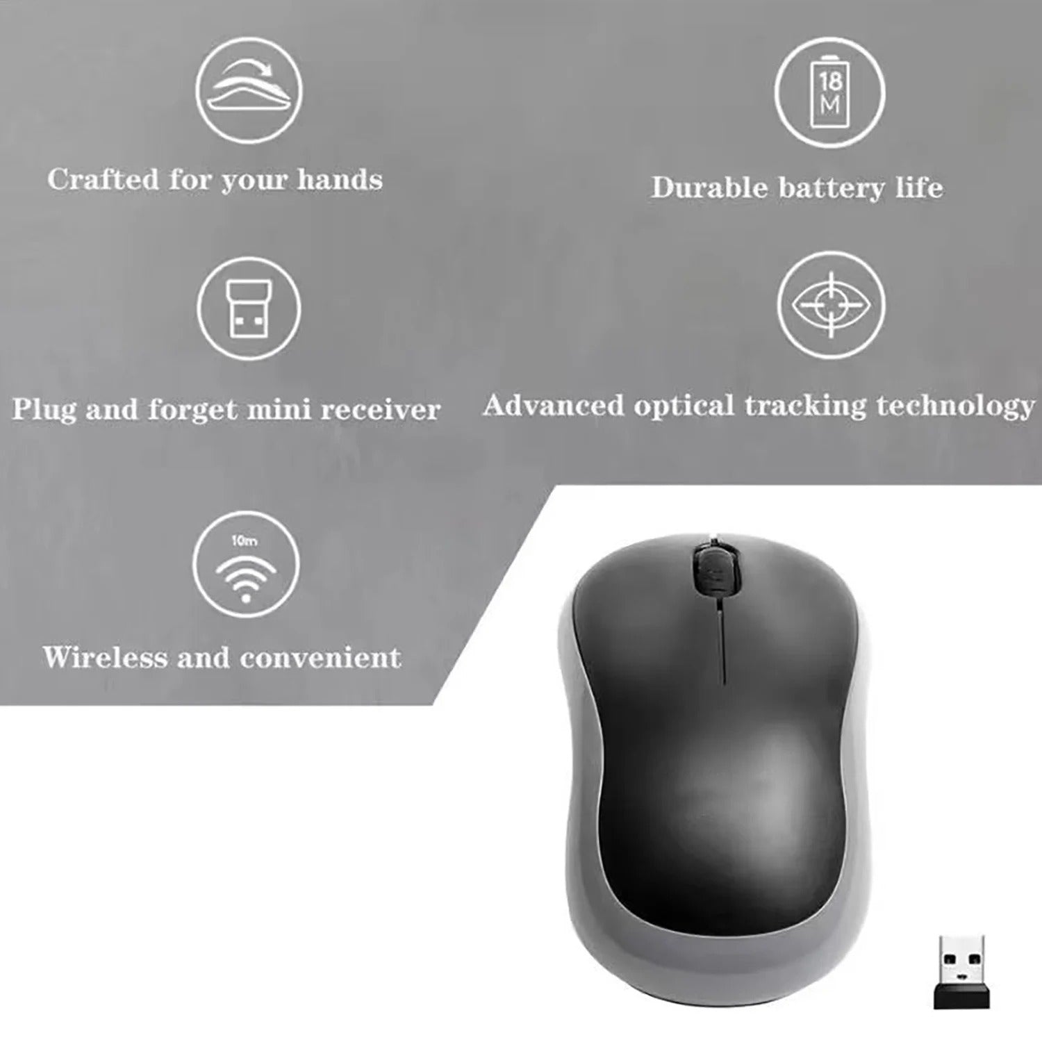 M185 Mini-Funkmaus 1000 DPI, ergonomische Maus, 2,4 GHz