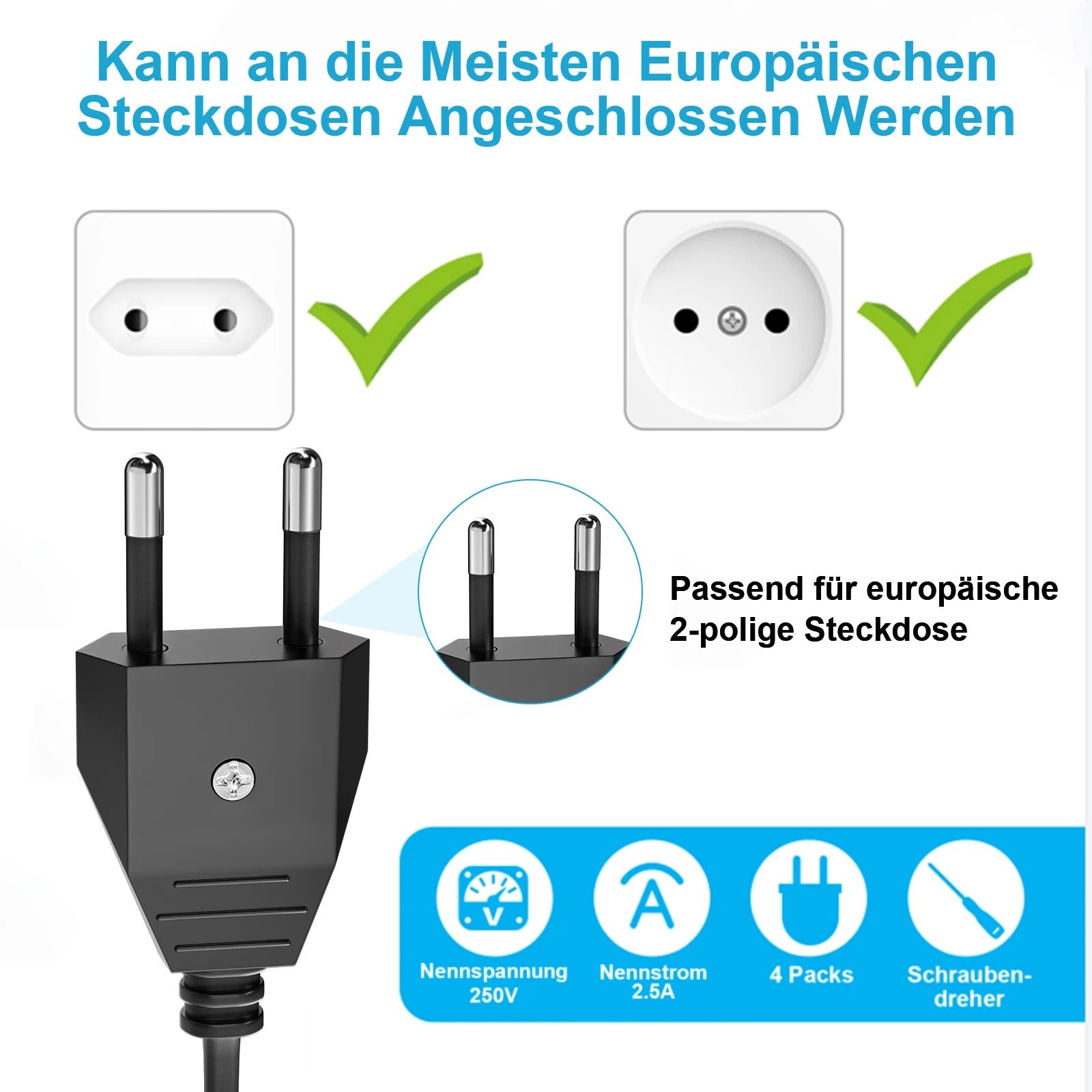 EU/CH-Stecker Adapter 220V zum selber schrauben