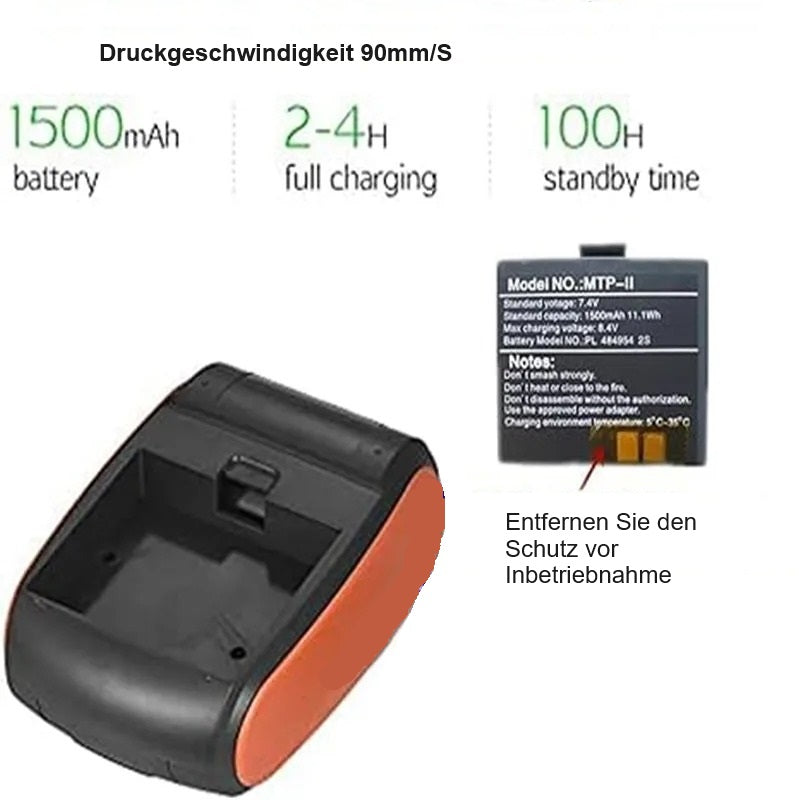 Mini Thermo Quittung Pos Drucker / Bluetooth/USB-C mit 3 Rollen in Hellblau