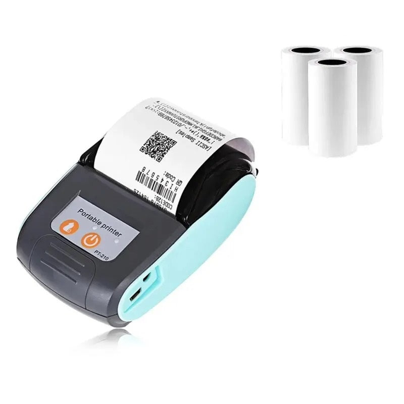 Mini Thermo Quittung Pos Drucker / Bluetooth/USB-C mit 3 Rollen in Hellblau