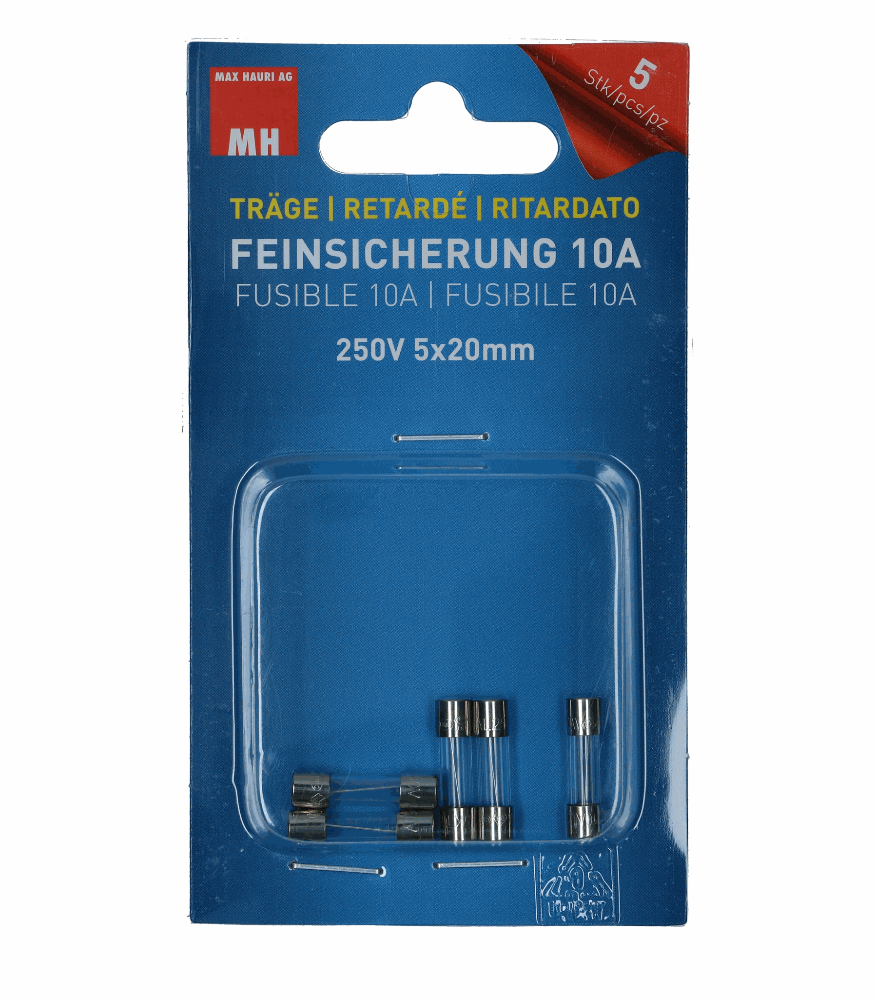 MAX HAURI BUILD Feinsicherung 10A träge 5x20mm 5 Stk. Elektroniktrade Switzerland