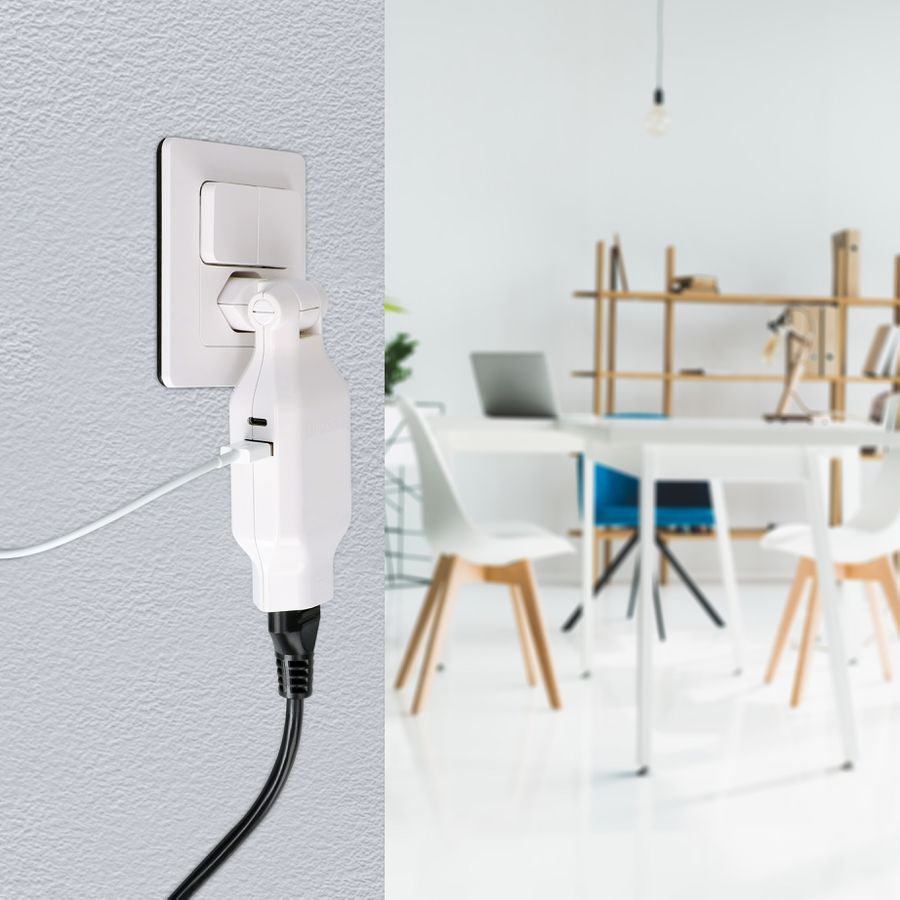 MAX HAURI SPLIT Abzweigstecker clip-clap 1x Typ 13 USB Fast Charge weiss Elektroniktrade Switzerland