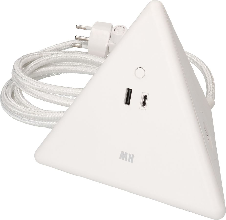 MAX HAURI SPLIT Energy Pyramide Steckdosenleiste 2x Typ 13 ws USB A+C 2.5m cli. Elektroniktrade Switzerland