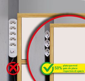 MAX HAURI SPLIT Steckdosenleiste clip-clap Line 3x Typ 13 weiss Schalter 2m Elektroniktrade Switzerland