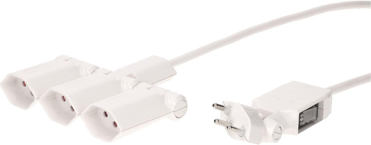 MAX HAURI SPLIT Steckdosenleiste clip-clap Line 3x Typ 13 weiss Schalter 2m Elektroniktrade Switzerland