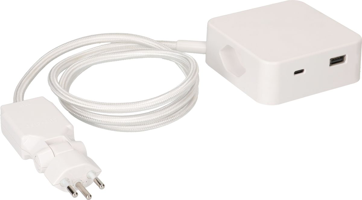 MAX HAURI SPLIT Steckdosenleiste Cube 3x Typ 13 weiss-weiss USB 2m clip-clap Elektroniktrade Switzerland