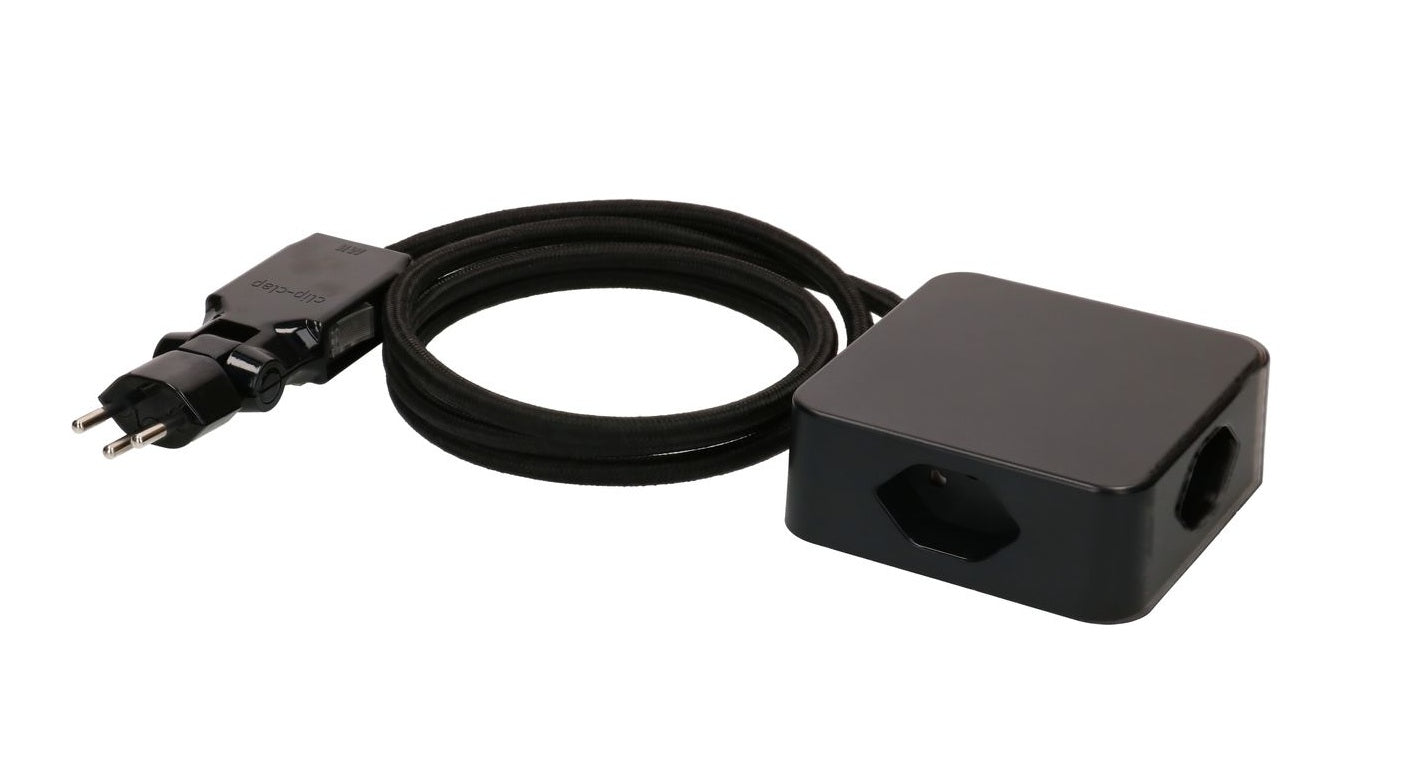 MAX HAURI SPLIT Steckdosenleiste Cube 4x Typ 13 schwarz-schwarz 2m clip-clap Elektroniktrade Switzerland