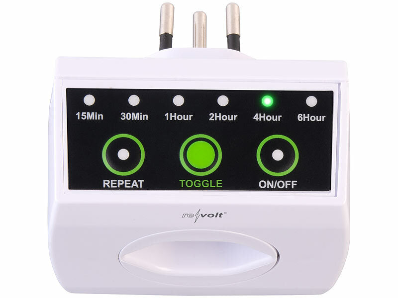 Countdown-Timer für Steckdose Typ J, 15 Min. bis 6 Std., 2.300 W