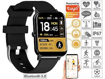 newgen medicals Tuya-kompatible Fitness-Smartwatch, Bluetooth, App, Metall, IP67 Elektroniktrade Switzerland