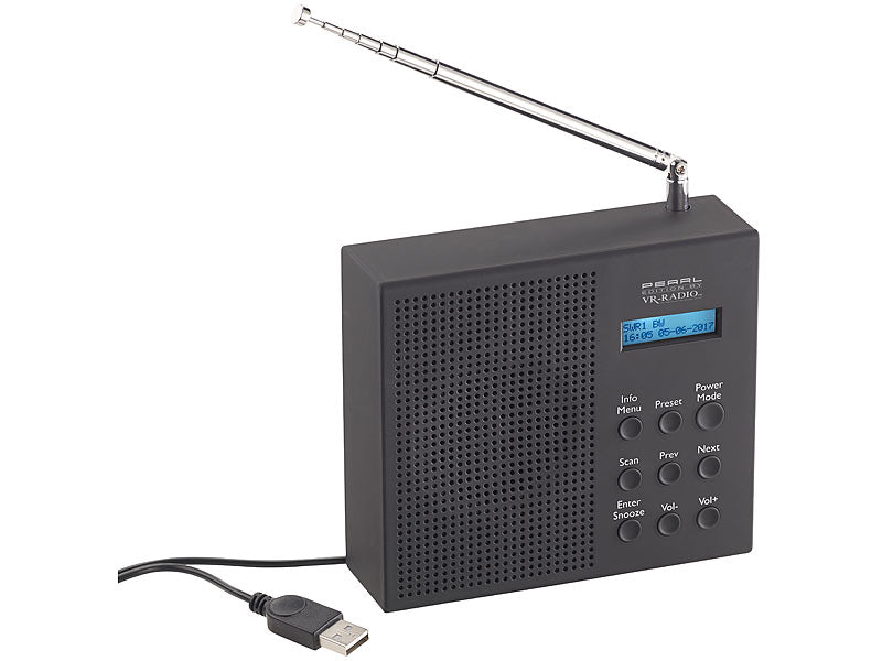 Digitales DAB+/FM-Radio mit Akku, Dual-Wecker, RDS, LCD-Display, Timer