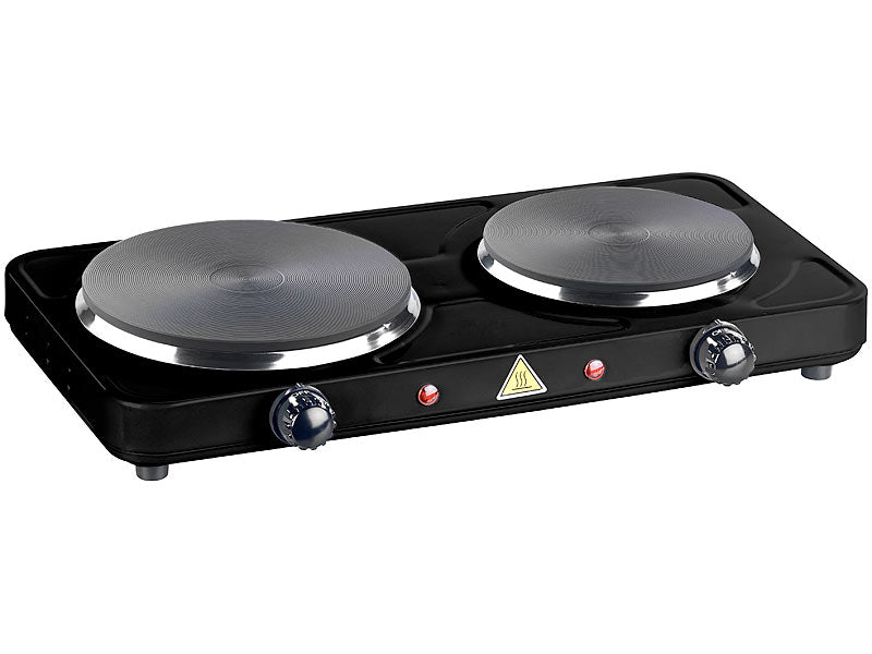 Rosenstein & Söhne 2 plattenherd: Kompakte elektrische Doppel-Kochplatte, Ø 15,5 und 18,5 cm, 2.500 Watt (CH-Version)