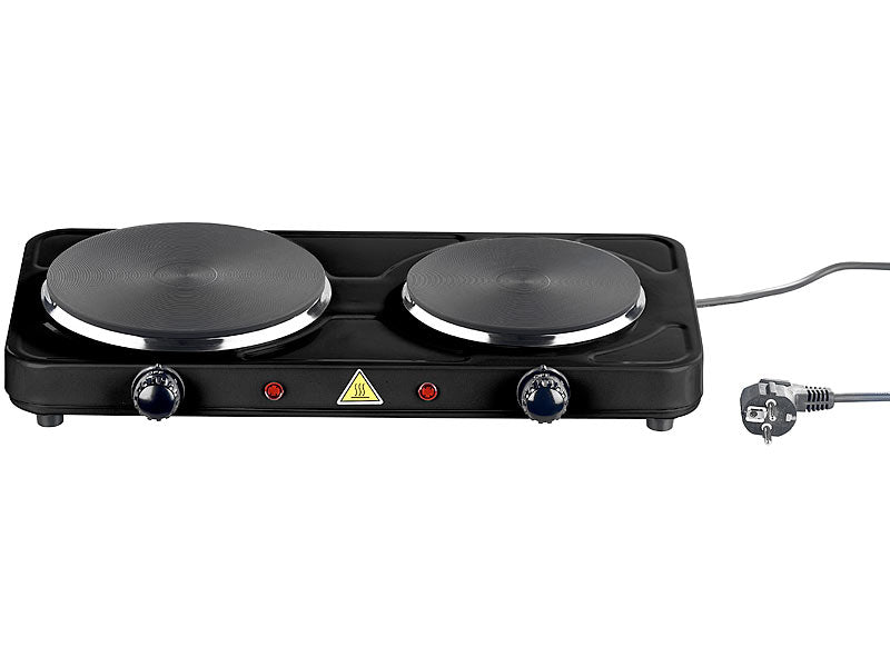 Rosenstein & Söhne 2 plattenherd: Kompakte elektrische Doppel-Kochplatte, Ø 15,5 und 18,5 cm, 2.500 Watt (CH-Version)