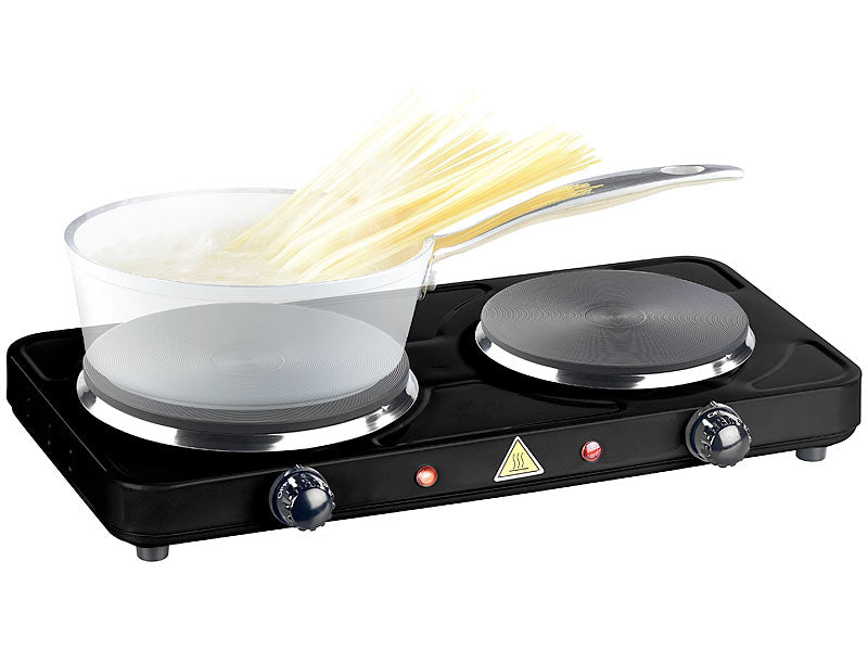 Rosenstein & Söhne 2 plattenherd: Kompakte elektrische Doppel-Kochplatte, Ø 15,5 und 18,5 cm, 2.500 Watt (CH-Version)