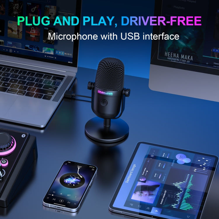 ONIKUMA ONIKUMA M830 USB-Desktop-Kondensatormikrofon mit buntem RGB Elektroniktrade Switzerland