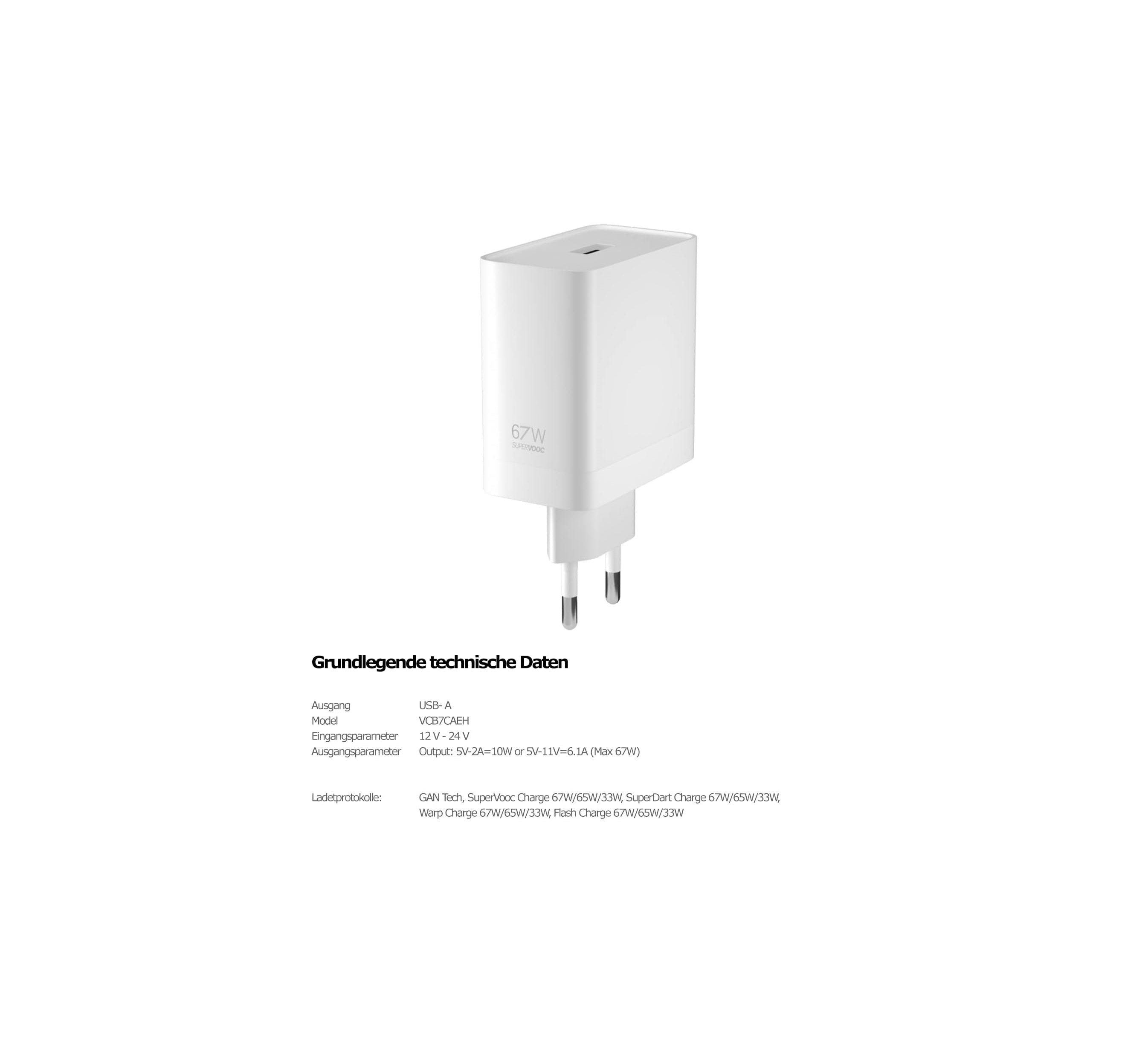 Oppo Original Schnellladegerät 67W mit USB-C Kabel für Oppo Find N2 Flip Super Vooc Elektroniktrade Switzerland