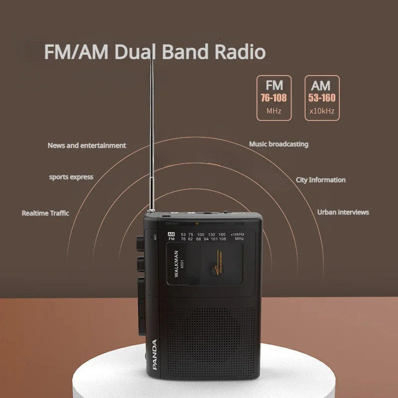 Panda Tragbarer Walkman Kasetten Player 6501 mit Radio/Lautsprecher/Recorder/Mic Anschluss elektroniktrade Switzerland
