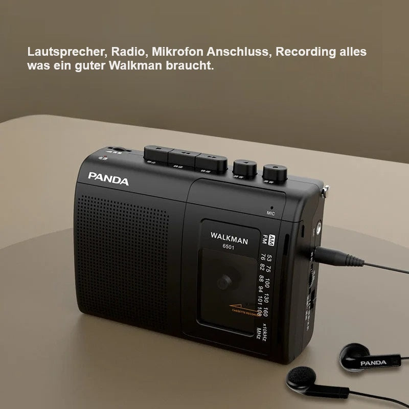 Panda Tragbarer Walkman Kasetten Player 6501 mit Radio/Lautsprecher/Recorder/Mic Anschluss elektroniktrade Switzerland