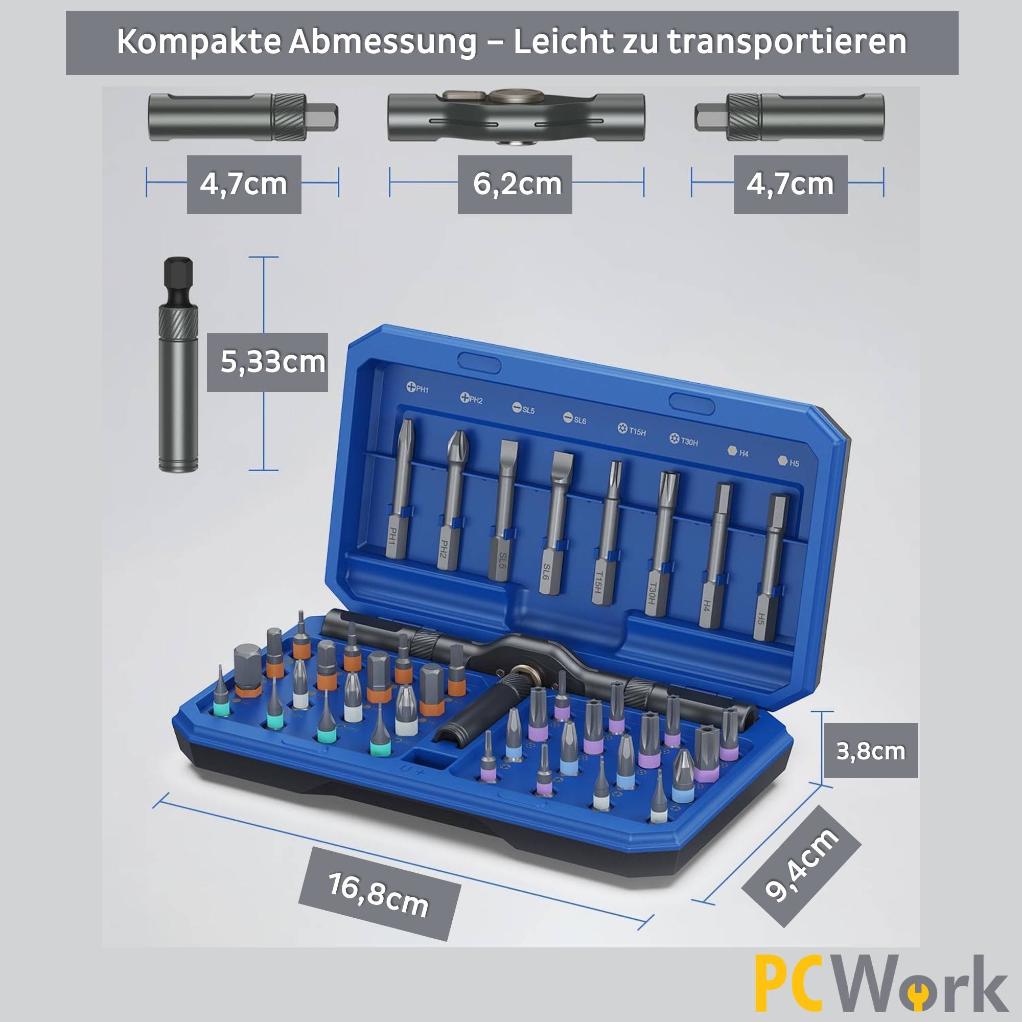 PCWork PCW08K Feinmechanik Ratschen Set | 42-in-1 magnetisches Präzisionswerkzeug Elektroniktrade Switzerland