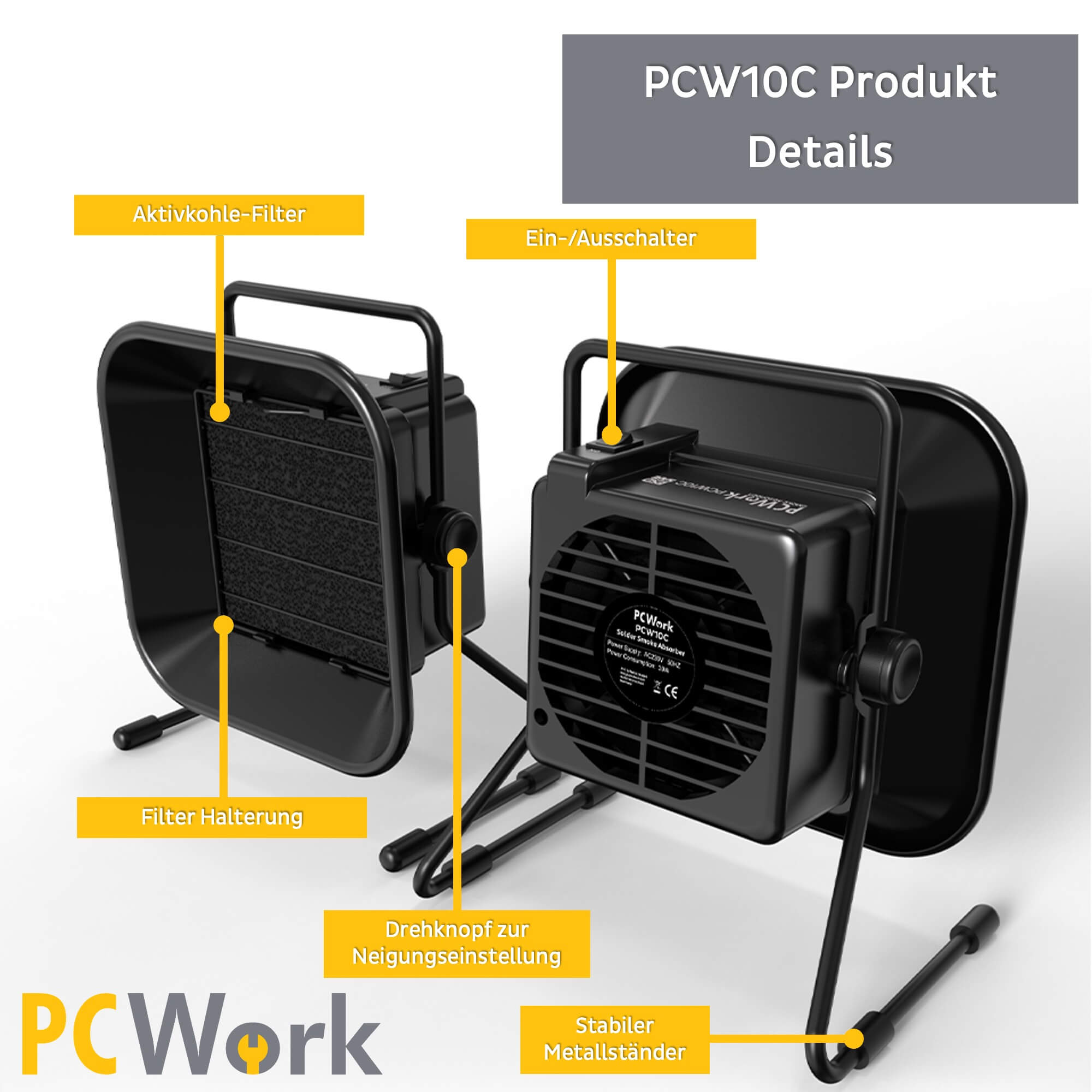 PCWork PCW10C Lötrauchabsaugung ESD-safe, Lötdampf-Absauger, Rauchabsauger, Aktivkohle Elektroniktrade Switzerland
