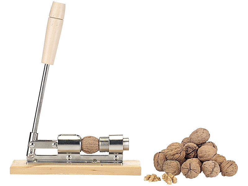 Retro Design-Nussknacker aus Holz und verchromtem Stahl