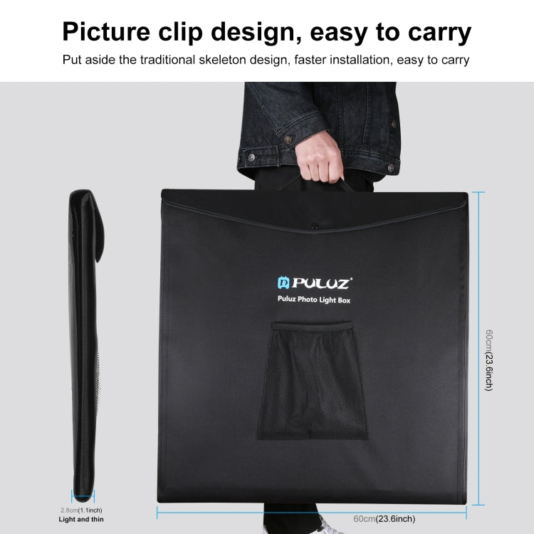 PULUZ Puluz Fotostudio Tragbar 60x60x60cm Licht Zelt LED 5500k Weißes Licht Dimmbar elektroniktrade Switzerland