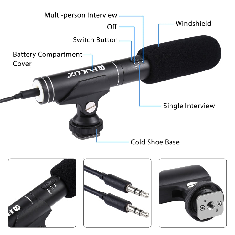 PULUZ PULUZ Professional Interview Kondensator Video Shotgun Mikrofon mit 3,5 mm Audiokabel Elektroniktrade Switzerland