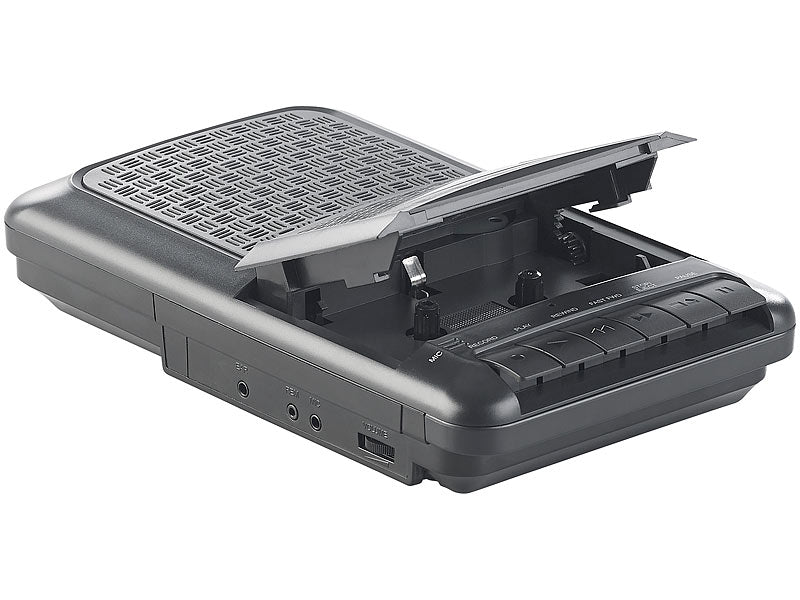 Mobiler Kassettenspieler, Lautsprecher, Kopfhörer-Anschluss, Mikrofon