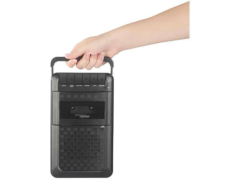 Mobiler Kassettenspieler, Lautsprecher, Kopfhörer-Anschluss, Mikrofon