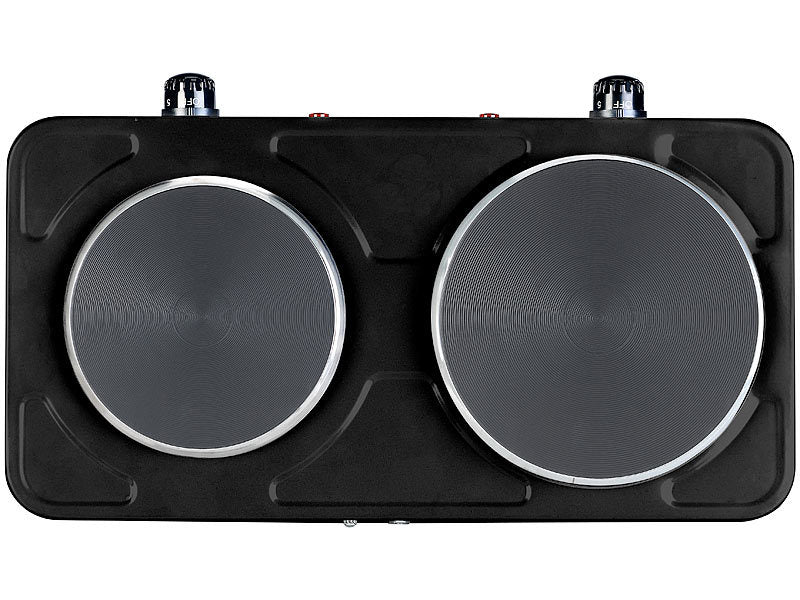 Rosenstein & Söhne Kompakte elektrische Doppel-Kochplatte, Ø 15,5 und 18,5 cm, 2.500 Watt (CH-Version) Elektroniktrade Switzerland