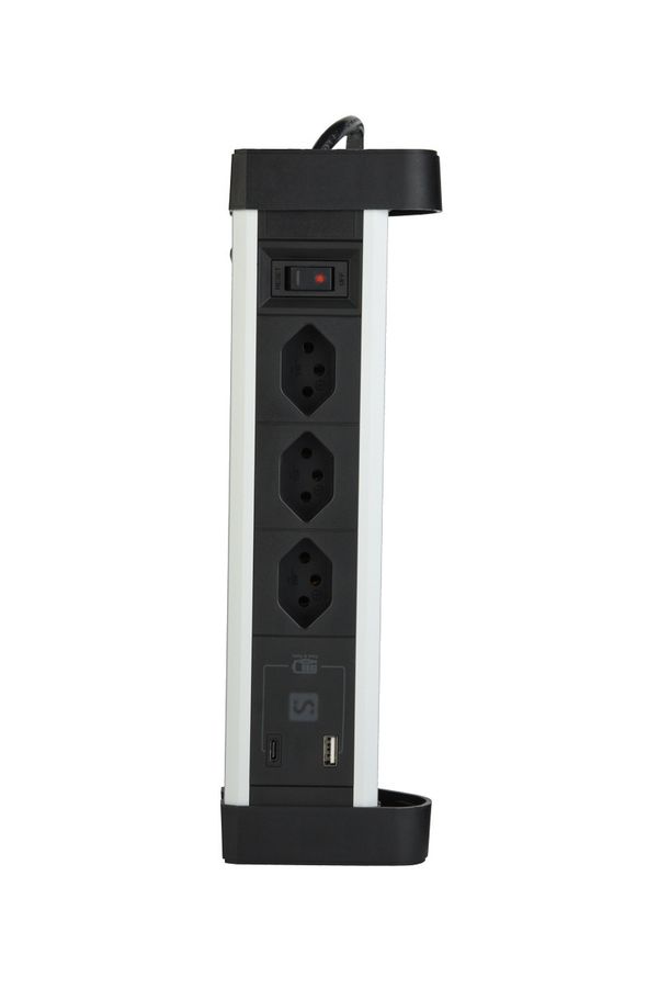 Schönenberger ALU DESKTOP USB-C 3xT13, 1x USB-C / 1x USB-A max. 3.4A / PD 20W, 3.0m Elektroniktrade Switzerland