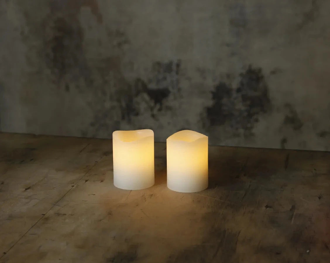 Schönenberger LED Pillar Kerze 2er Pack Wave Indoor, Weiss, 6cm Höhe, Timerfunktion Elektroniktrade Switzerland