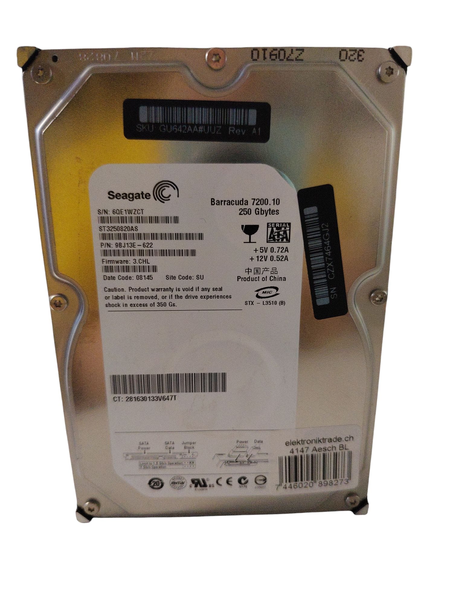 Seagate Seagate HDD Barracuda 7200.10 250GB ( Gebraucht Artikel ) elektroniktrade Switzerland