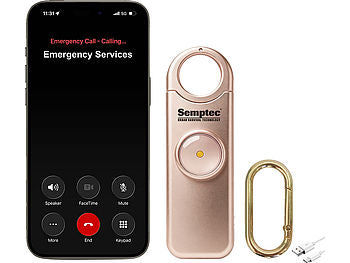 Semptec Urban Survival Technology Selbstverteidigungs-Schlüsselanhänger, 130 dB, Notfall-Kontakt, rose elektroniktrade Switzerland