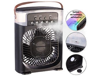 Sichler Haushaltsgeräte USB-Tischventilator mit Ultraschall-Vernebler, Timer & Nachtlicht elektroniktrade Switzerland