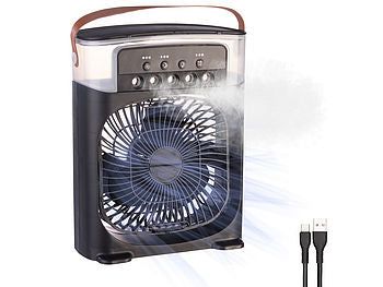 Sichler Haushaltsgeräte USB-Tischventilator mit Ultraschall-Vernebler, Timer & Nachtlicht elektroniktrade Switzerland