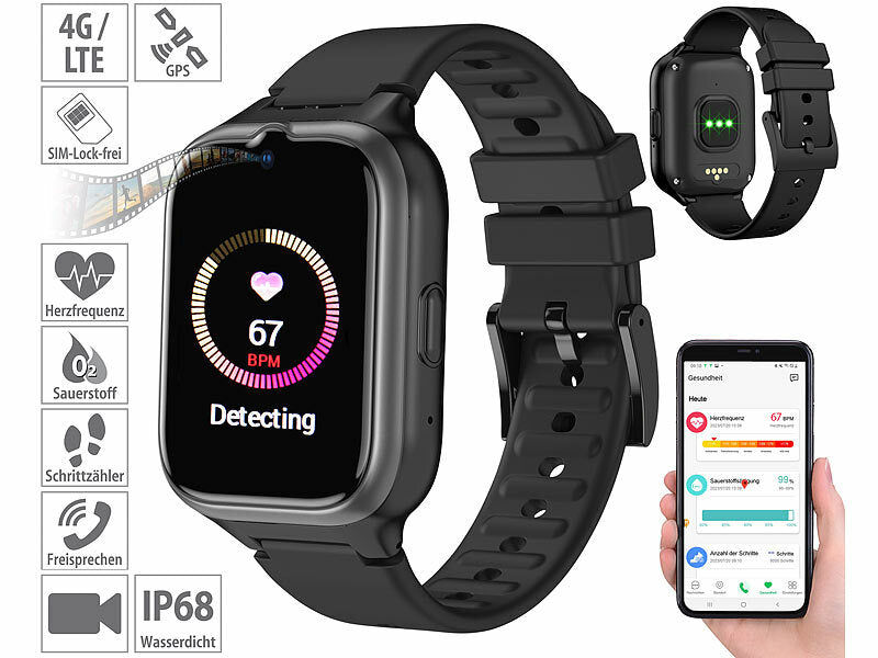 simvalley 4G/LTE-Senioren-GPS-Handy-Uhr mit Garantruf Easy und Video-Telefonie Elektroniktrade Switzerland