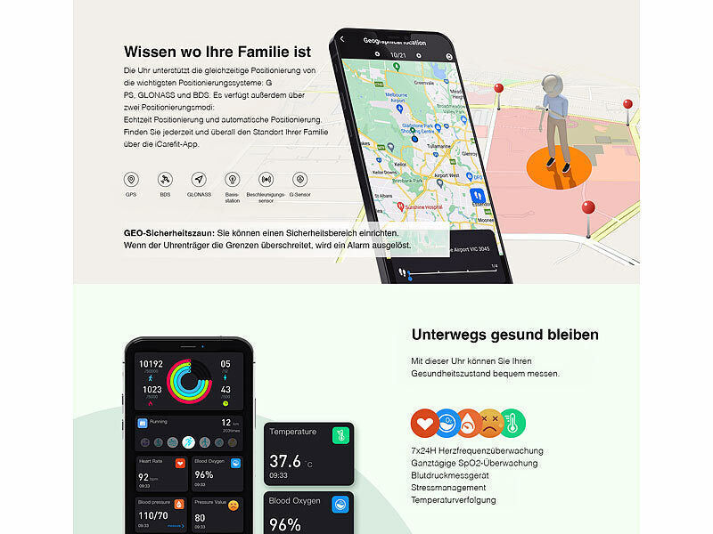 simvalley 4G-Notfall-Armband mit Freisprechen, GPS, Sturz-Sensor, App, IP67 elektroniktrade Switzerland