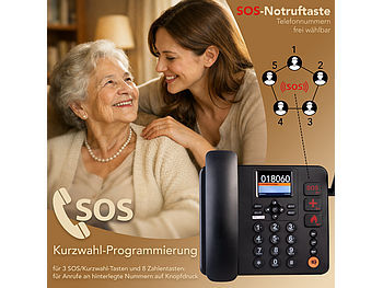 simvalley communications 4G-Tischtelefon, Notruf, SMS, Vertrags-/SIM-Lock-frei, Dual-SIM, Akku Elektroniktrade Switzerland