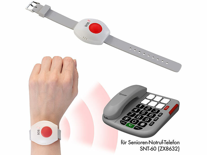 simvalley Zusätzliches SOS-Tasten-Armband für Senioren-Notruf-Telefon SNT-60 Elektroniktrade Switzerland